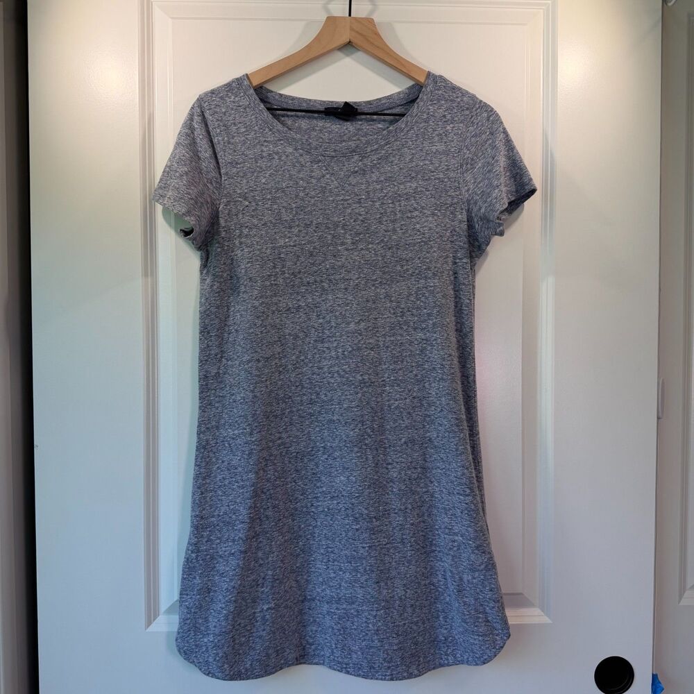 GAP Women Heather Blue Short Sleeve T-Shirt Dress Crew Neck Casual Shift Size S